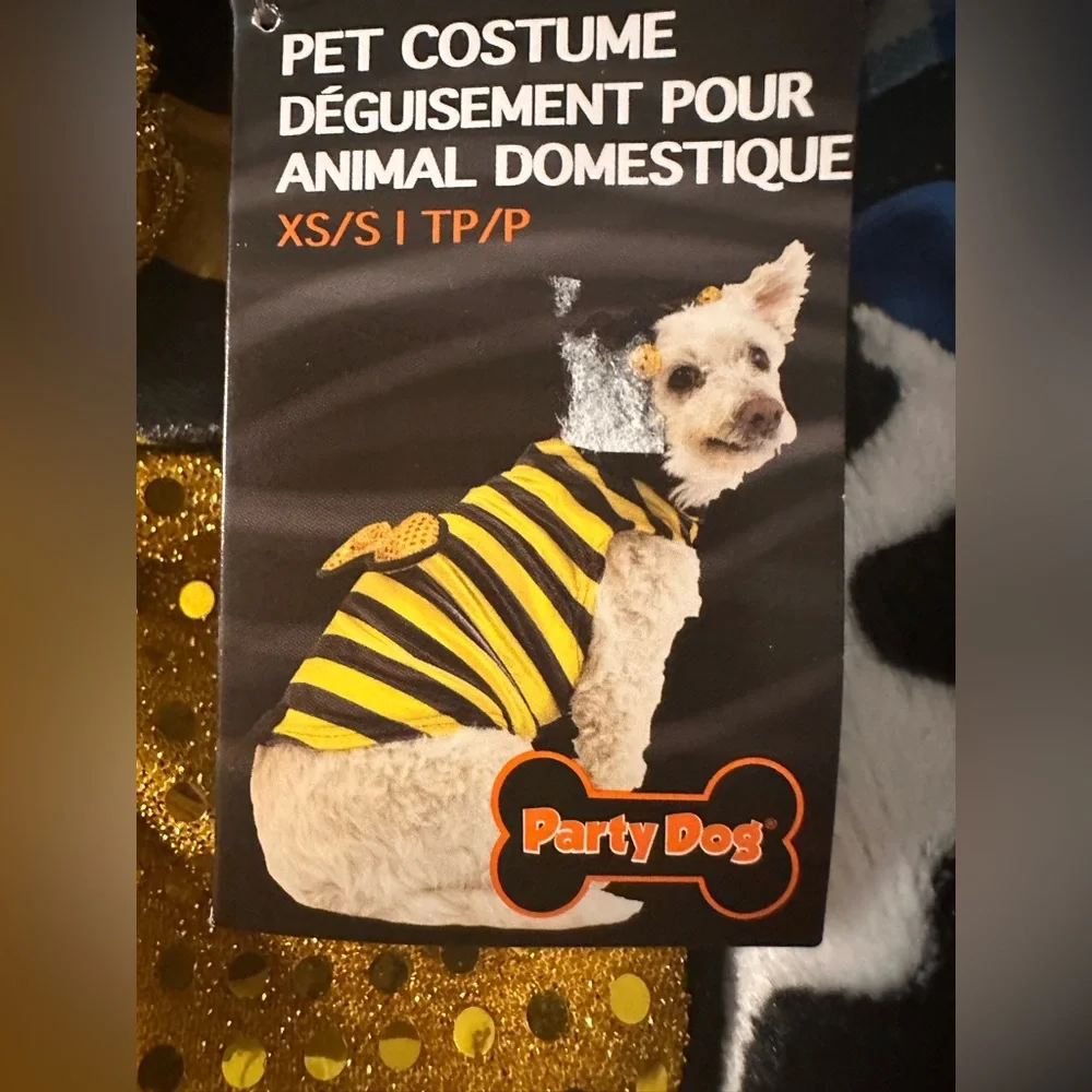 NWT Party Dog Yellow Bumble Bee Dog or Cat Costume Halloween Outfit Size XS/S